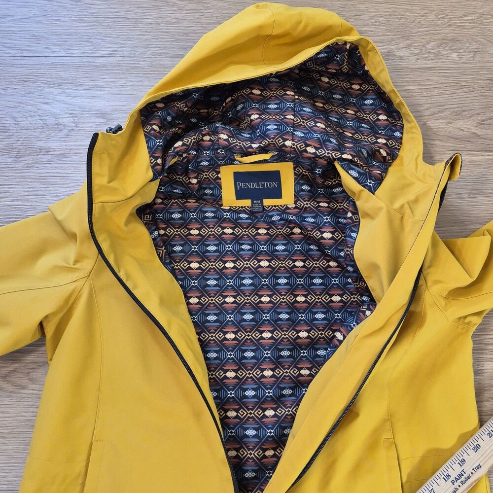 Pendleton Rain Jacket Womens Medium Yellow Waterproof Full Zip Softshell Hooded - Picture 5 of 12